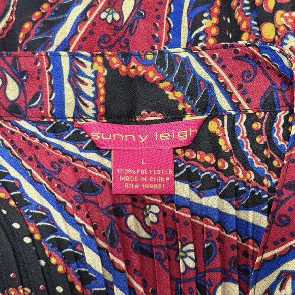 Vtg Y2K Pleated Ruffle Top Womens Large Paisley Boho Whimsigoth Dark Fairy 2000s - Picture 10 of 11